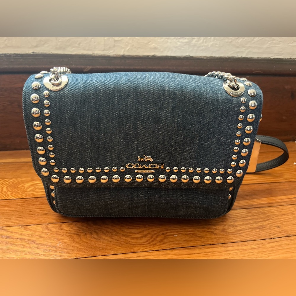 Coach Denim Rivets Klare Studded
Handbag Purse